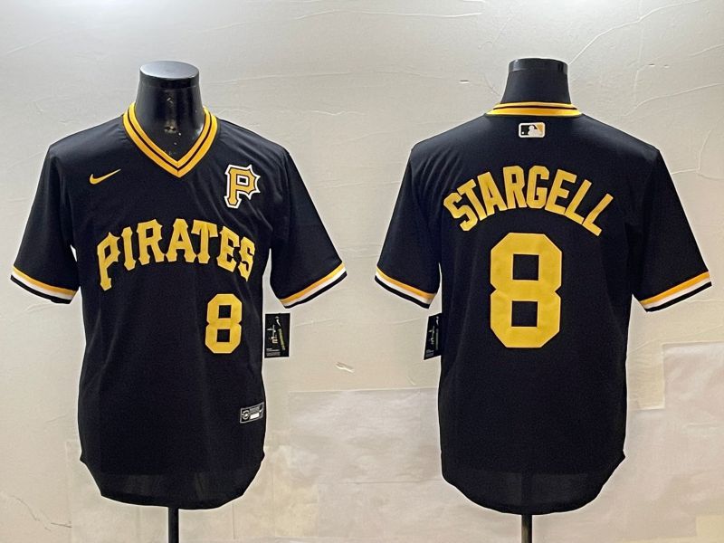 Men Pittsburgh Pirates #8 Stargell Black Throwback 2025 Nike MLB Jersey style 1